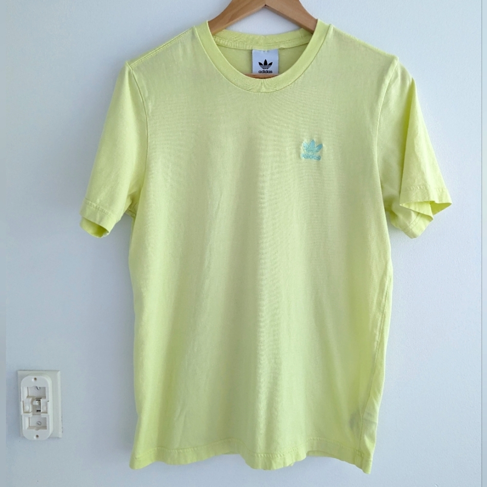 Women's Adidas Yellow Cotton T Shirt Size Large